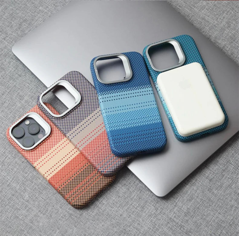 Carbon Fibre Textured MagSafe Case for iPhone with Stand