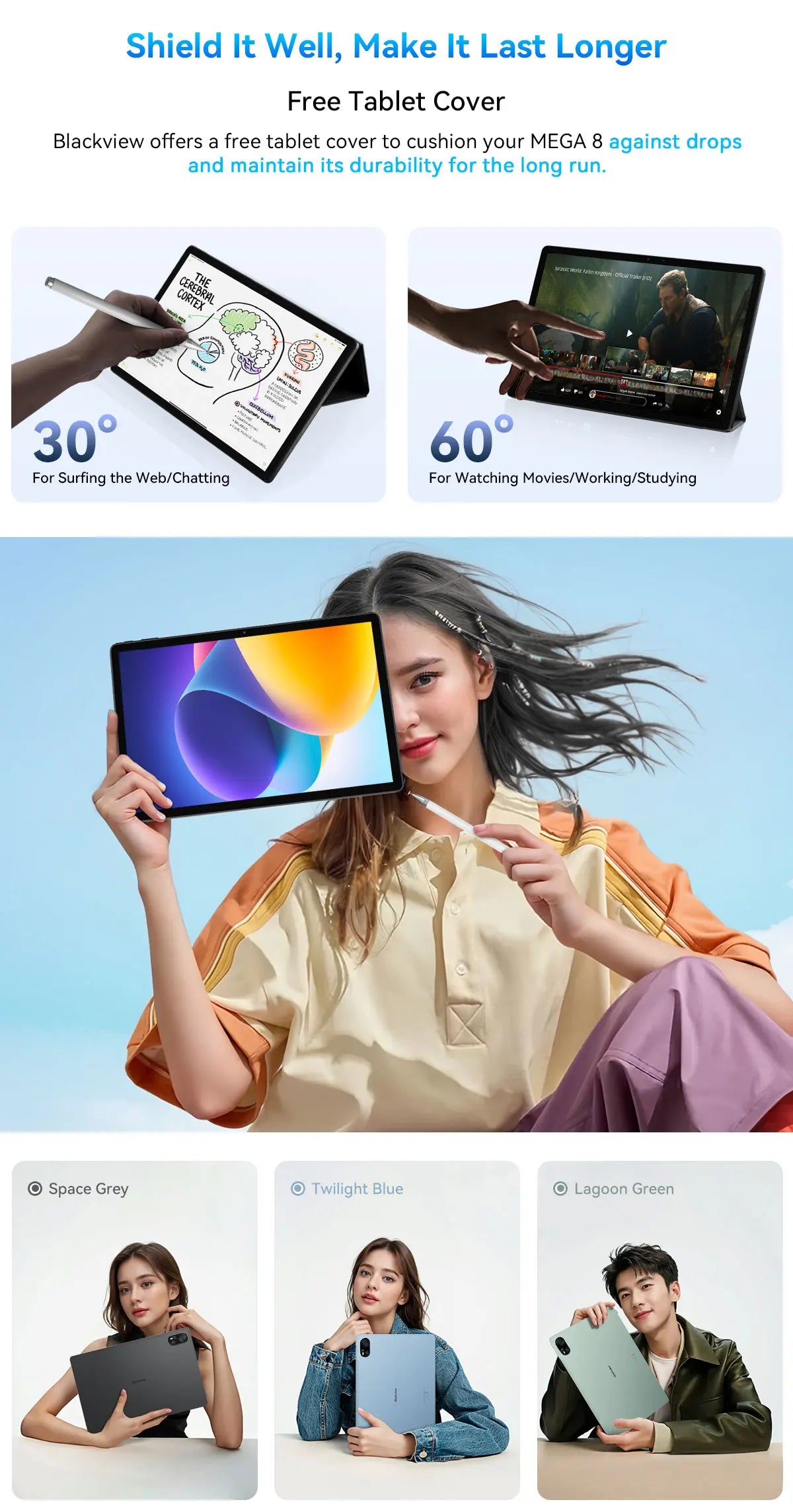 BLACKVIEW Mega 8 13" FHD 4G Android Tablet - 256GB