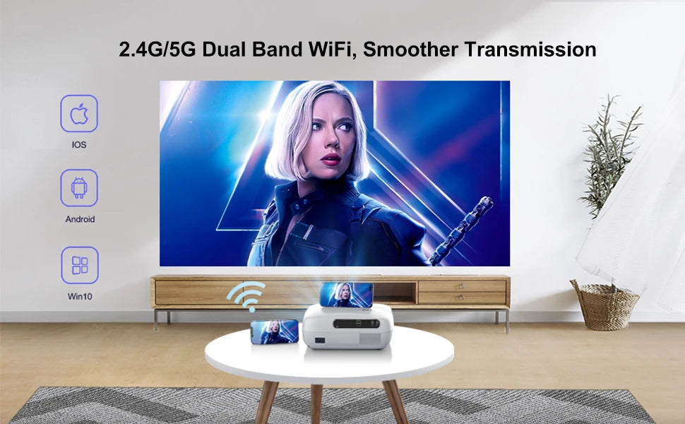 WiMius 15000 Lumens Portable Bluetooth Home Cinema Projector