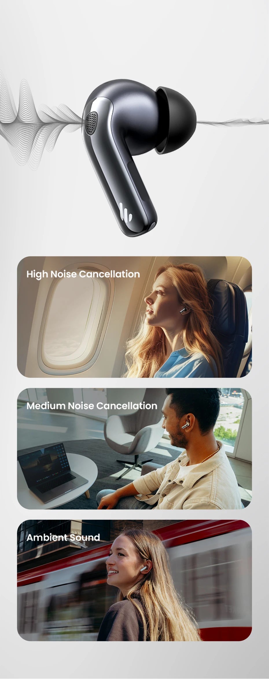 EDIFIER Evobuds Pro Noise Cancelling Bluetooth Wireless Earbuds