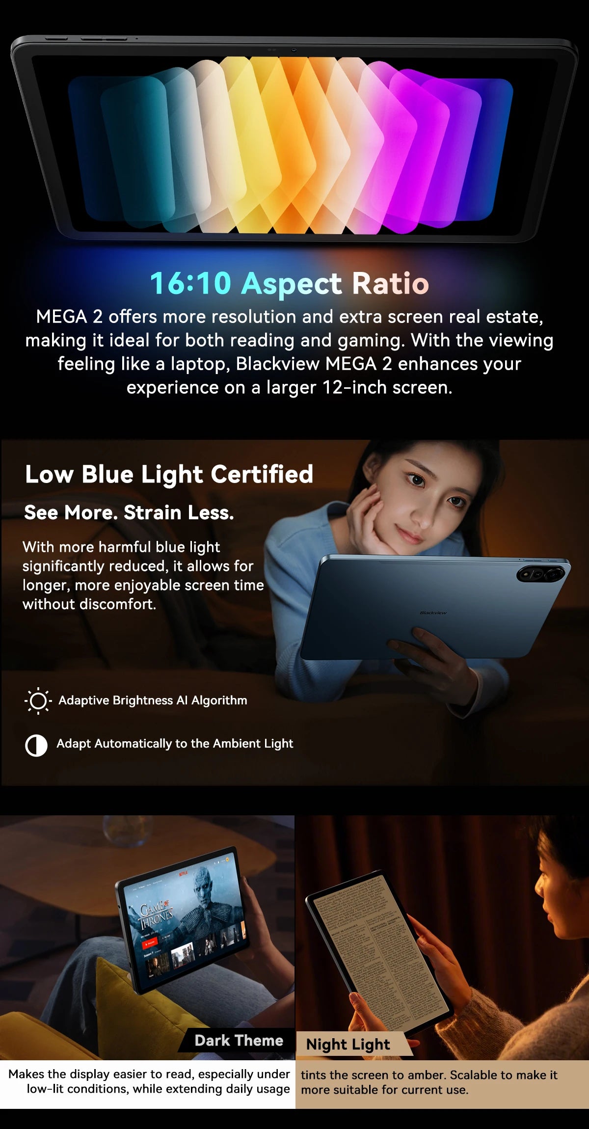 BLACKVIEW Mega 2 12" 4G Android Tablet - 256GB
