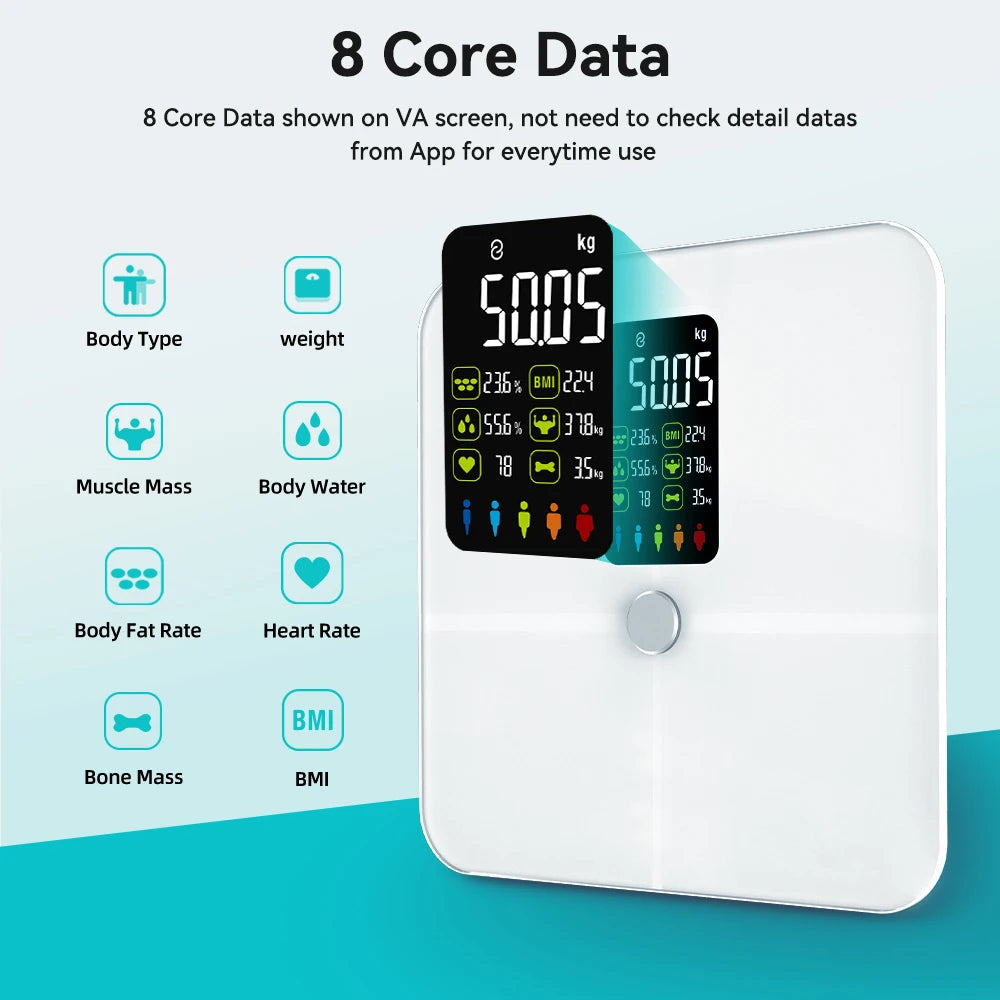 FITDAYS Bluetooth Smart Body Fat Scales - White