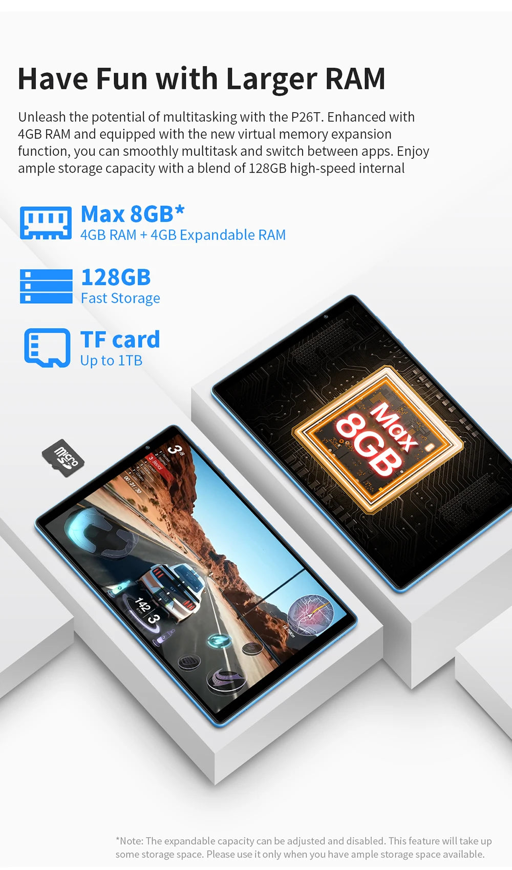 TECLAST P26T 10.1" Android Tablet - 128GB, Blue