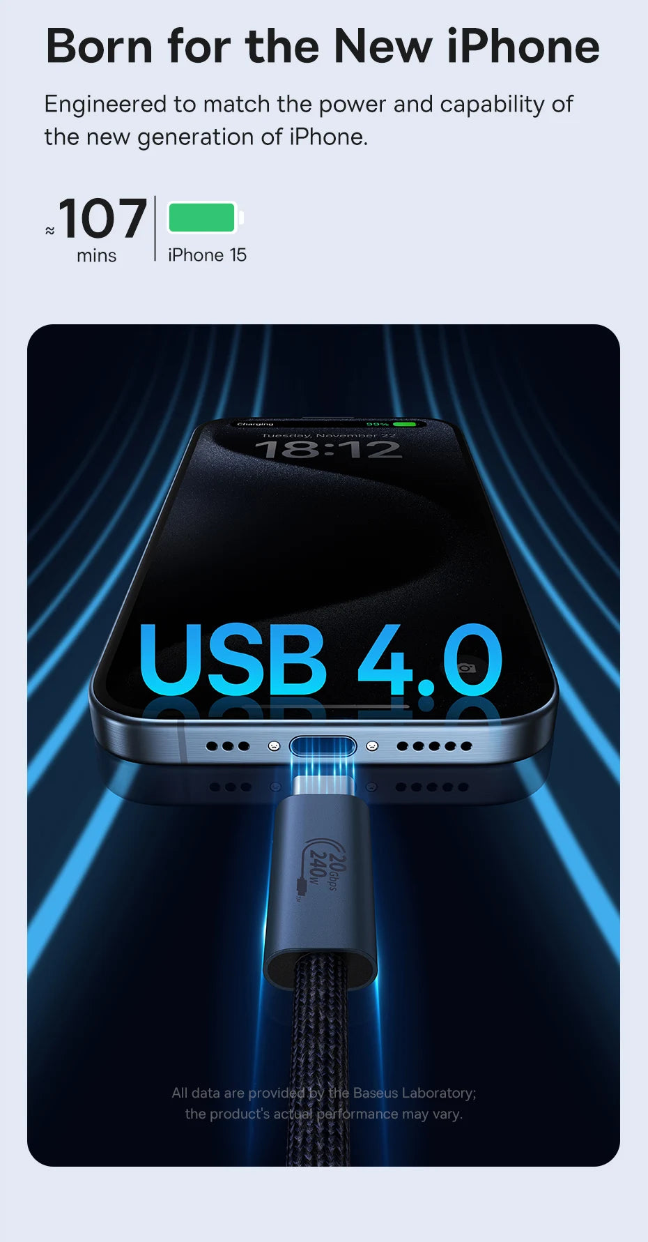 BASEUS Flash Series 240W Type-C to Type-C Charging and Data Cable