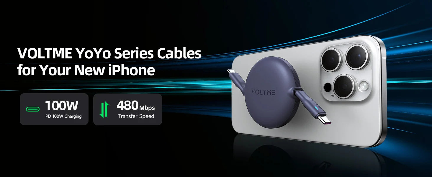 VOLTME 100W Retractable Type-C to Type-C Charging and Data Cable
