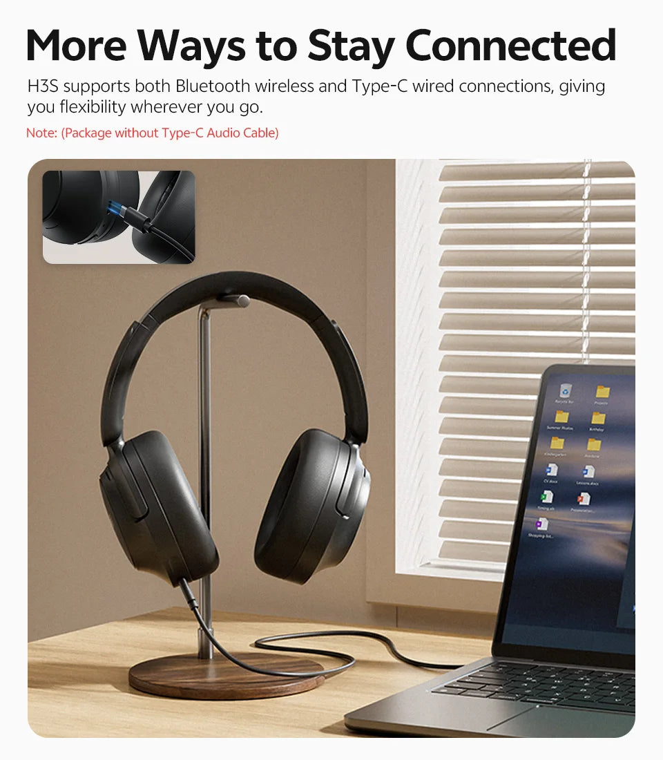 QCY H3S Adaptive Noise Cancelling Bluetooth Wireless Headphones