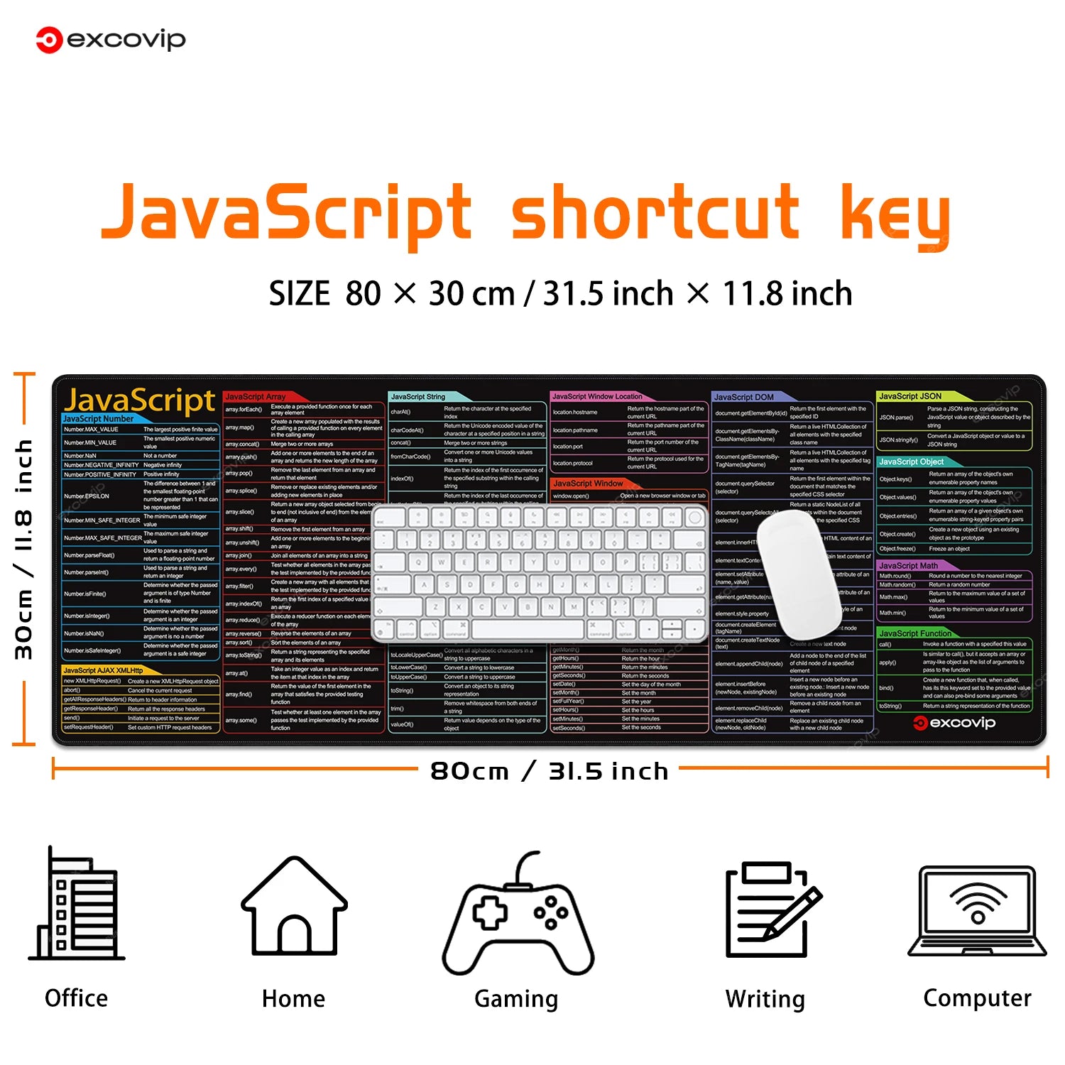 EXCO Non-Slip JavaScript Programming Desk Mat & Gaming Pad