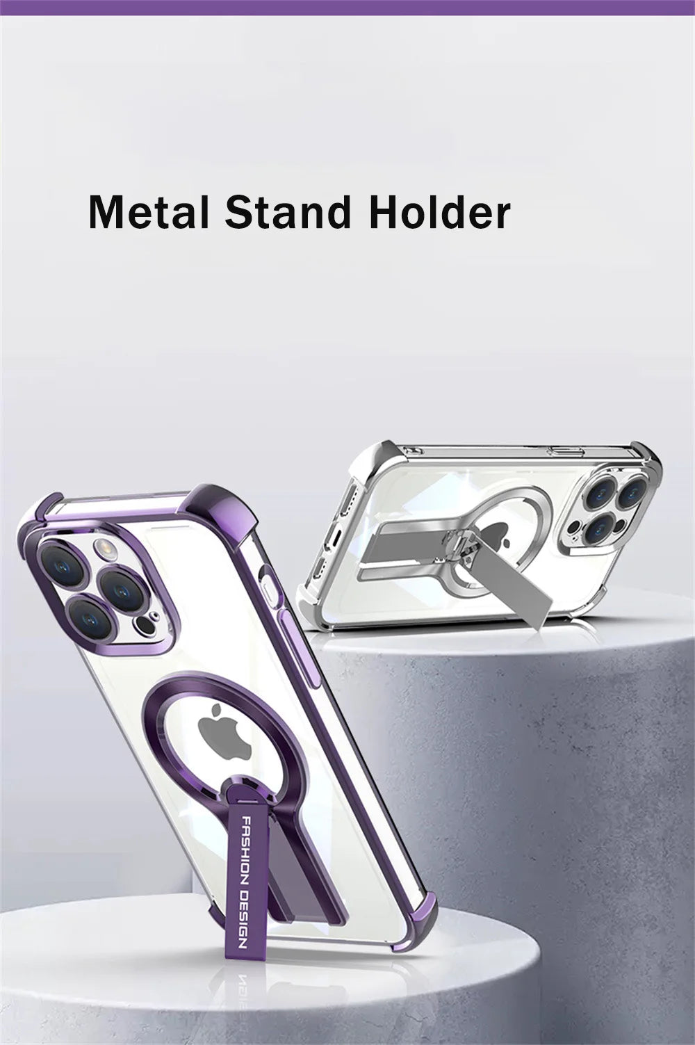 Transparent MagSafe Armor Case for iPhone with Stand