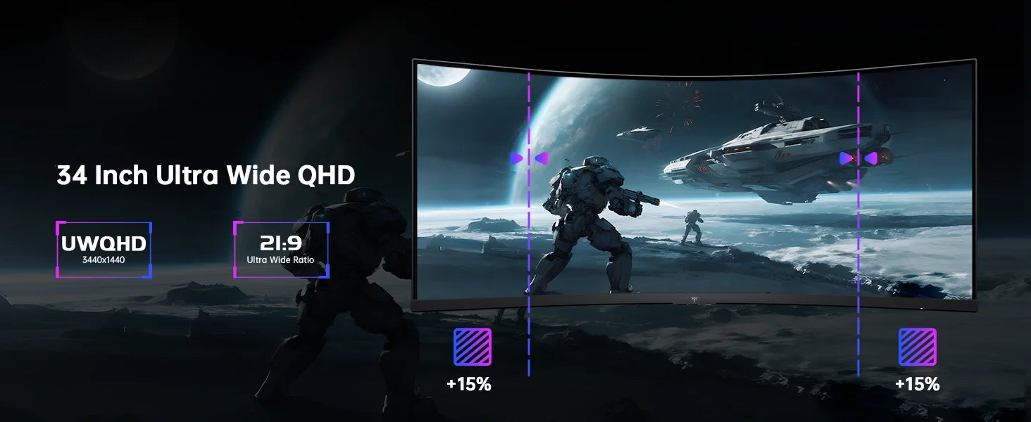 KTC 34" 180Hz UWQHD Curved Gaming Monitor - Black