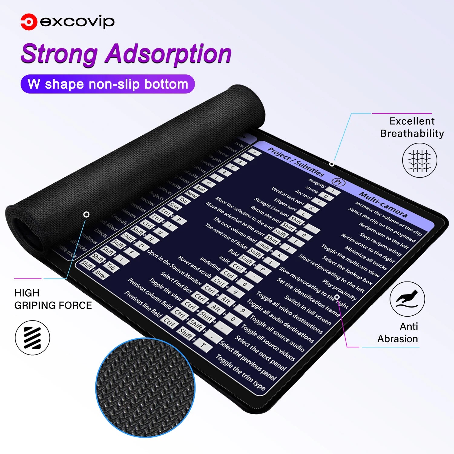 EXCO Non-Slip Adobe Shortcuts Desk Mat & Gaming Pad