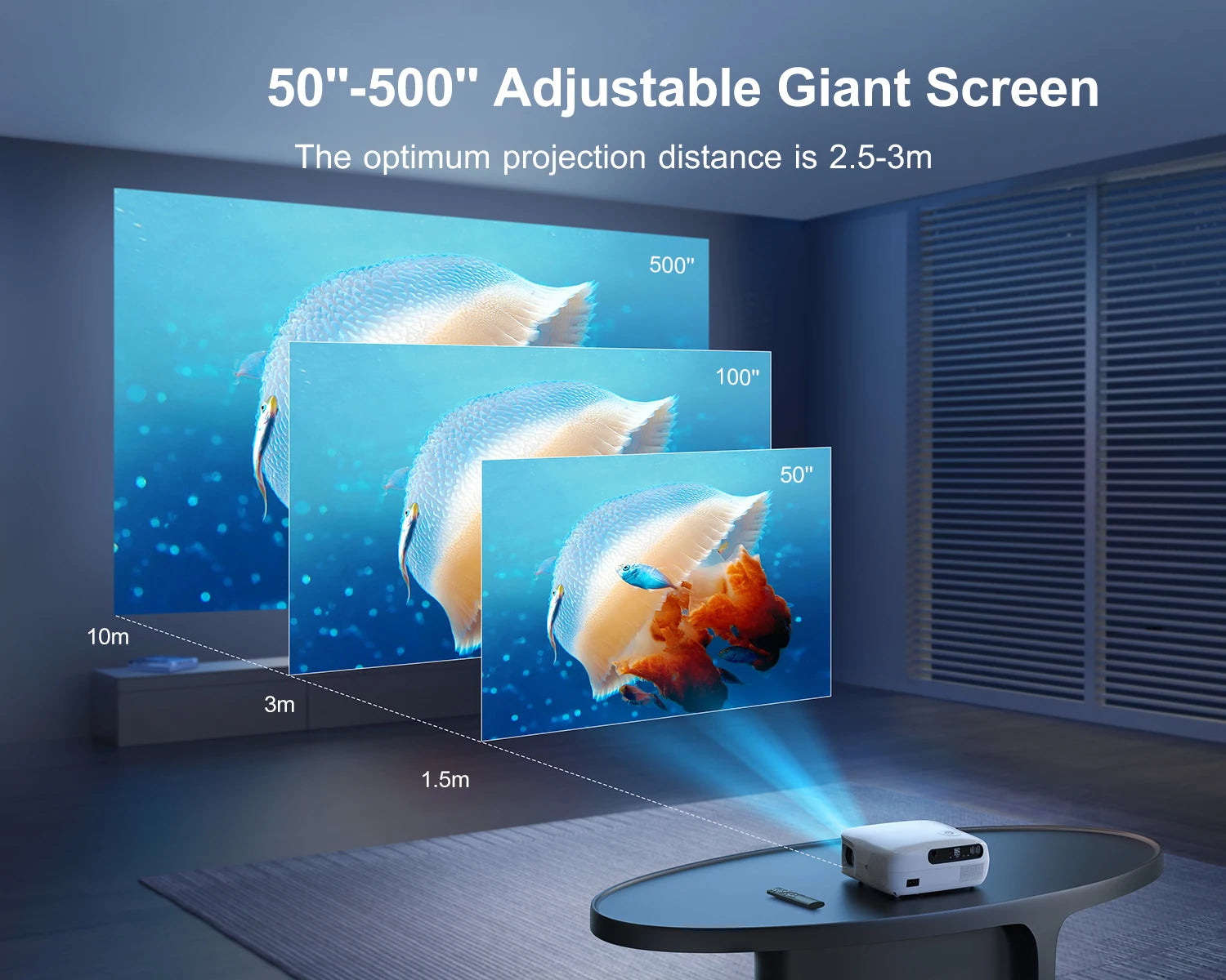 WiMius 15000 Lumens Portable Bluetooth Home Cinema Projector