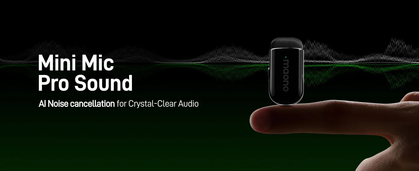 MAONO Wave T1 Mini Wireless Microphone with AI Voice Changer