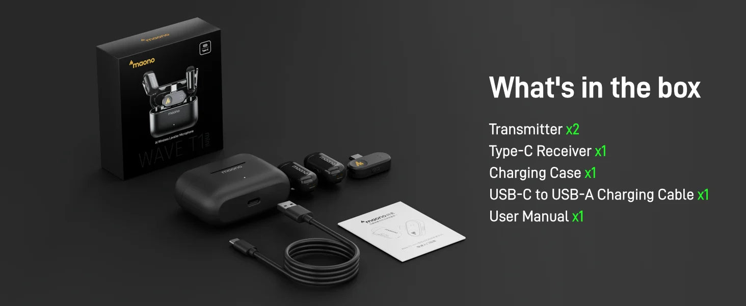 MAONO Wave T1 Mini Wireless Microphone with AI Voice Changer