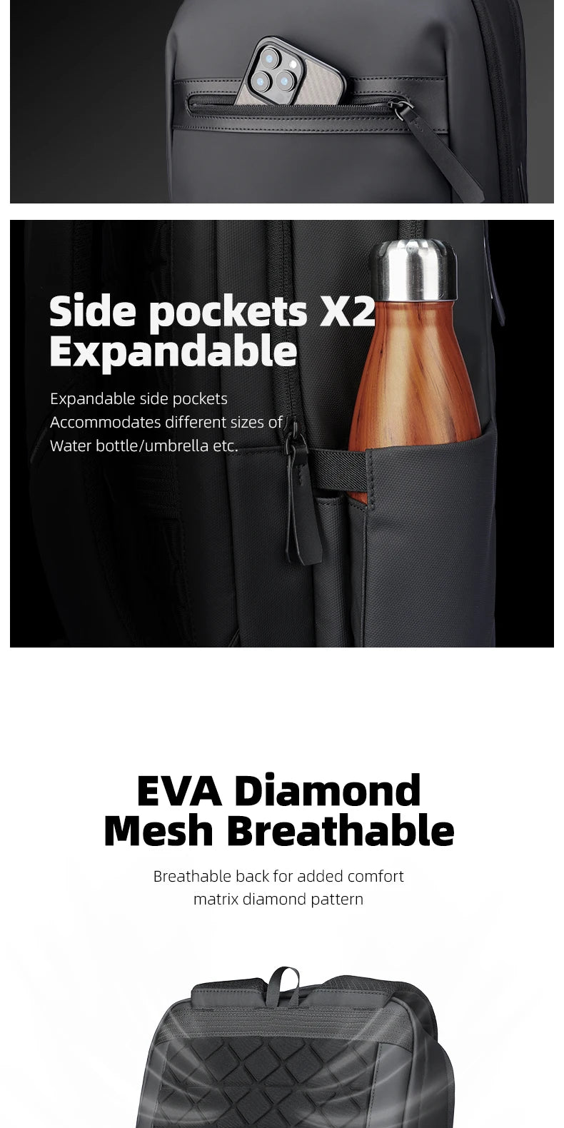 MARK RYDEN MR6075 Business Travel Backpack with USB Charging Port
