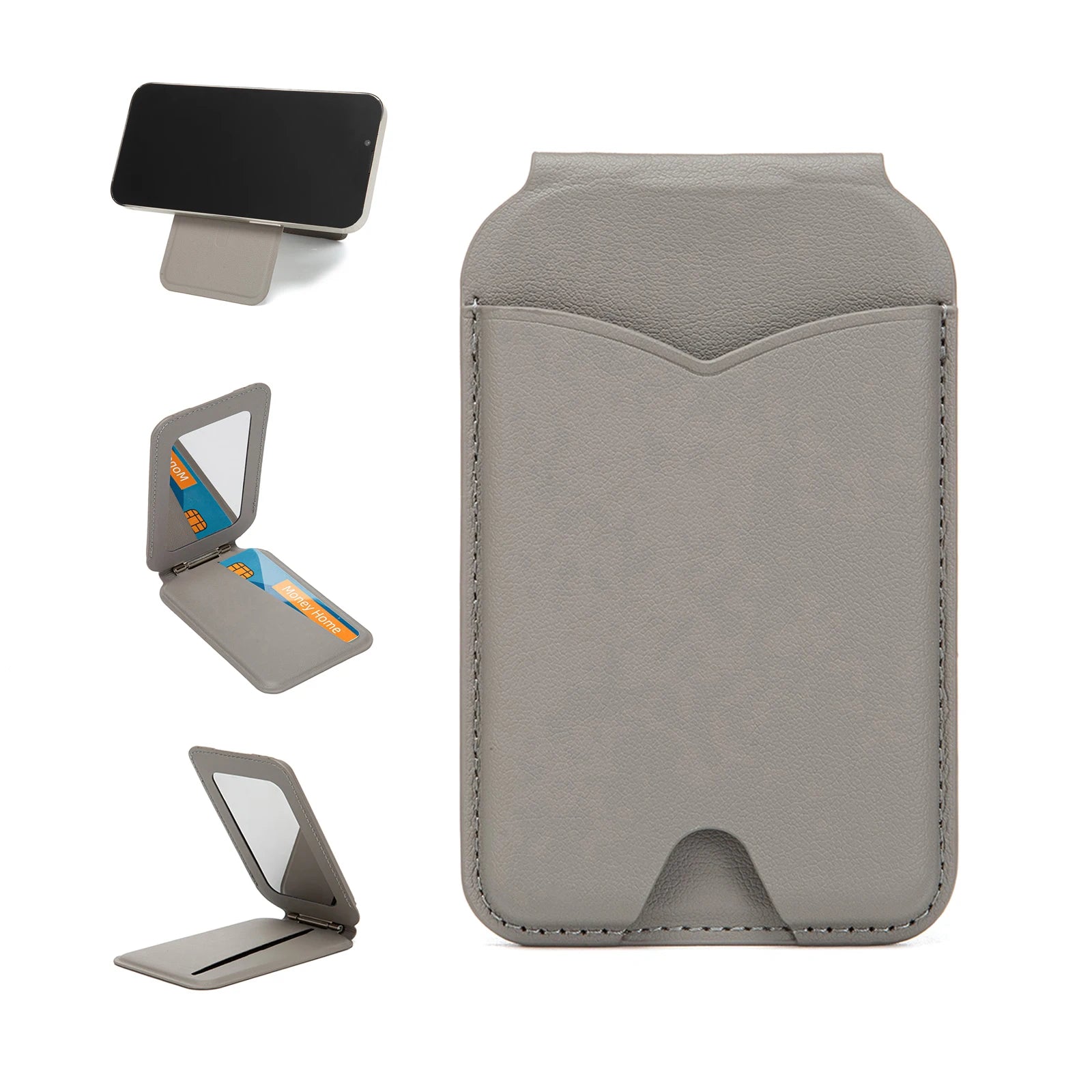 Leather MagSafe® Wallet Stand and Mirror for Apple iPhone