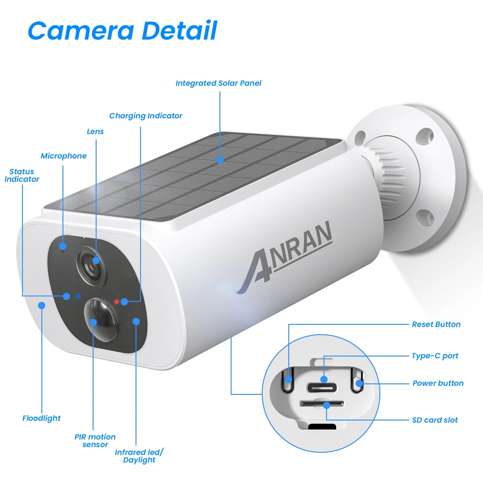 ANRAN 3MP Solar Powered Smart Home Security Camera