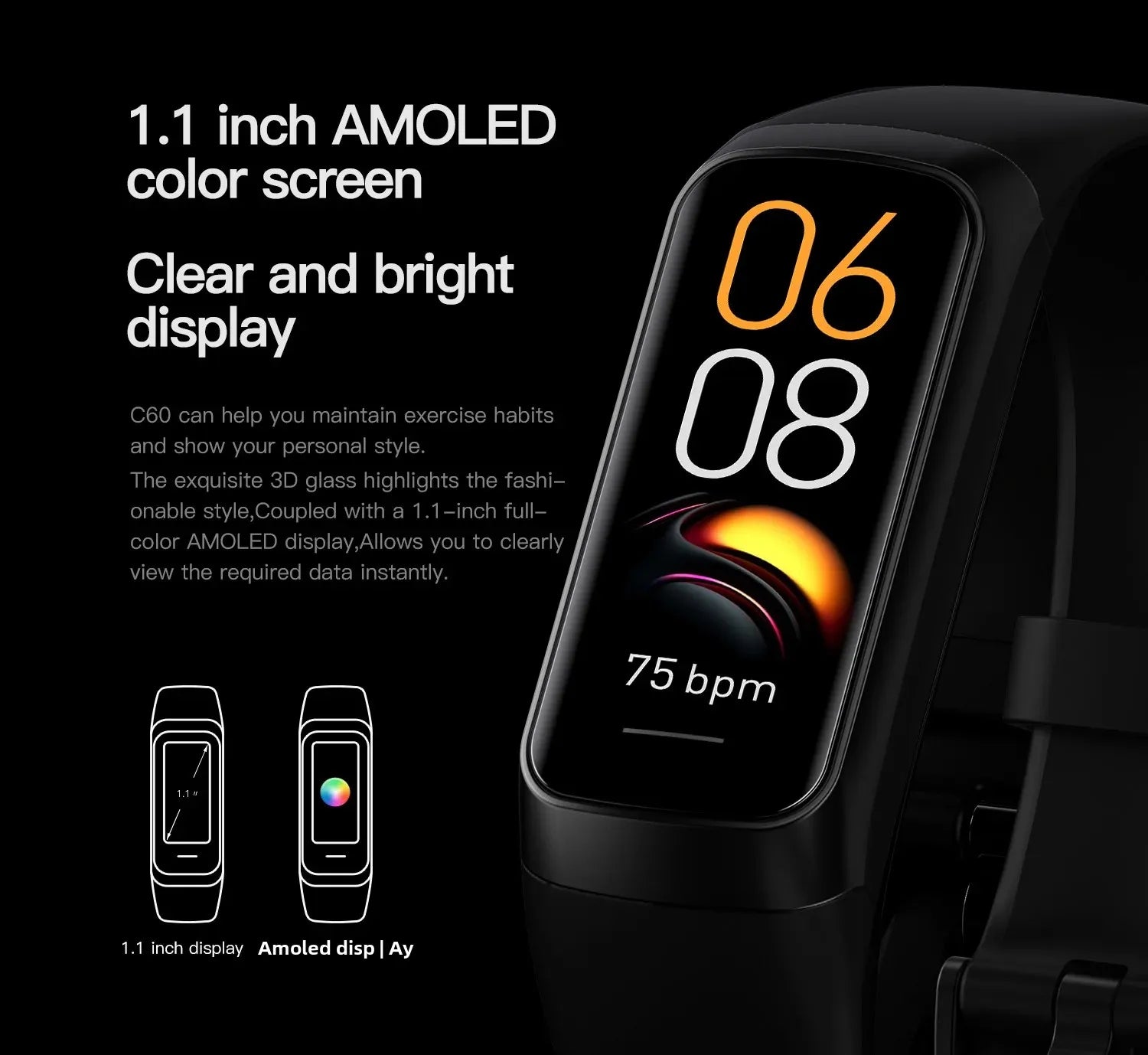 EFFEOKKI C60 Smart Fitness Tracker