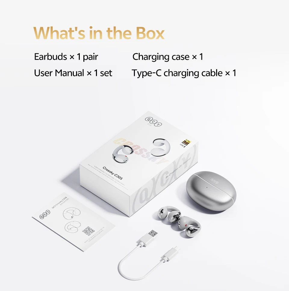 QCY Crossky C30S Clip-on Open Ear Wireless Bluetooth Earbuds