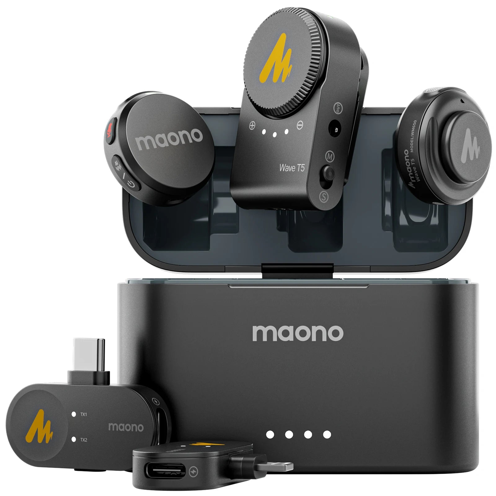 MAONO Wave T5 Mini Wireless Microphone with Voice Filters
