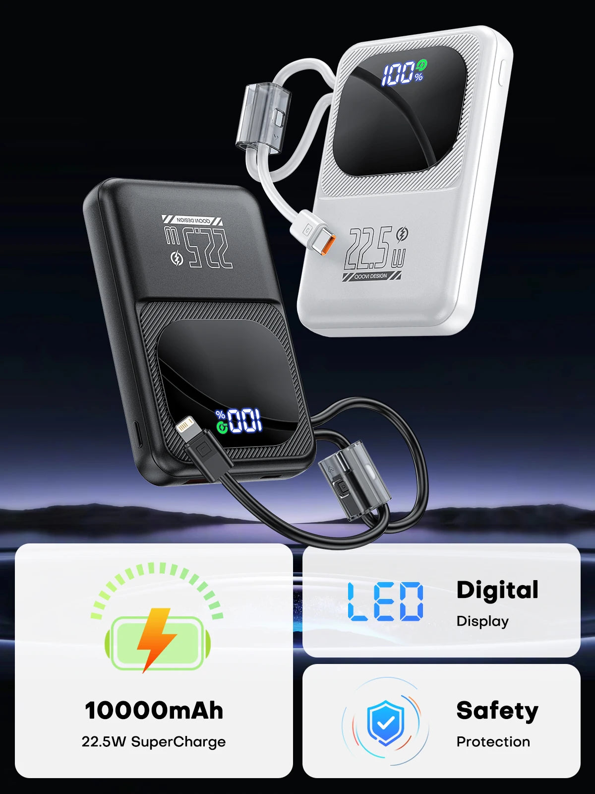 QOOVI Ultra-Thin 10000mah Portable Charger and Power Bank