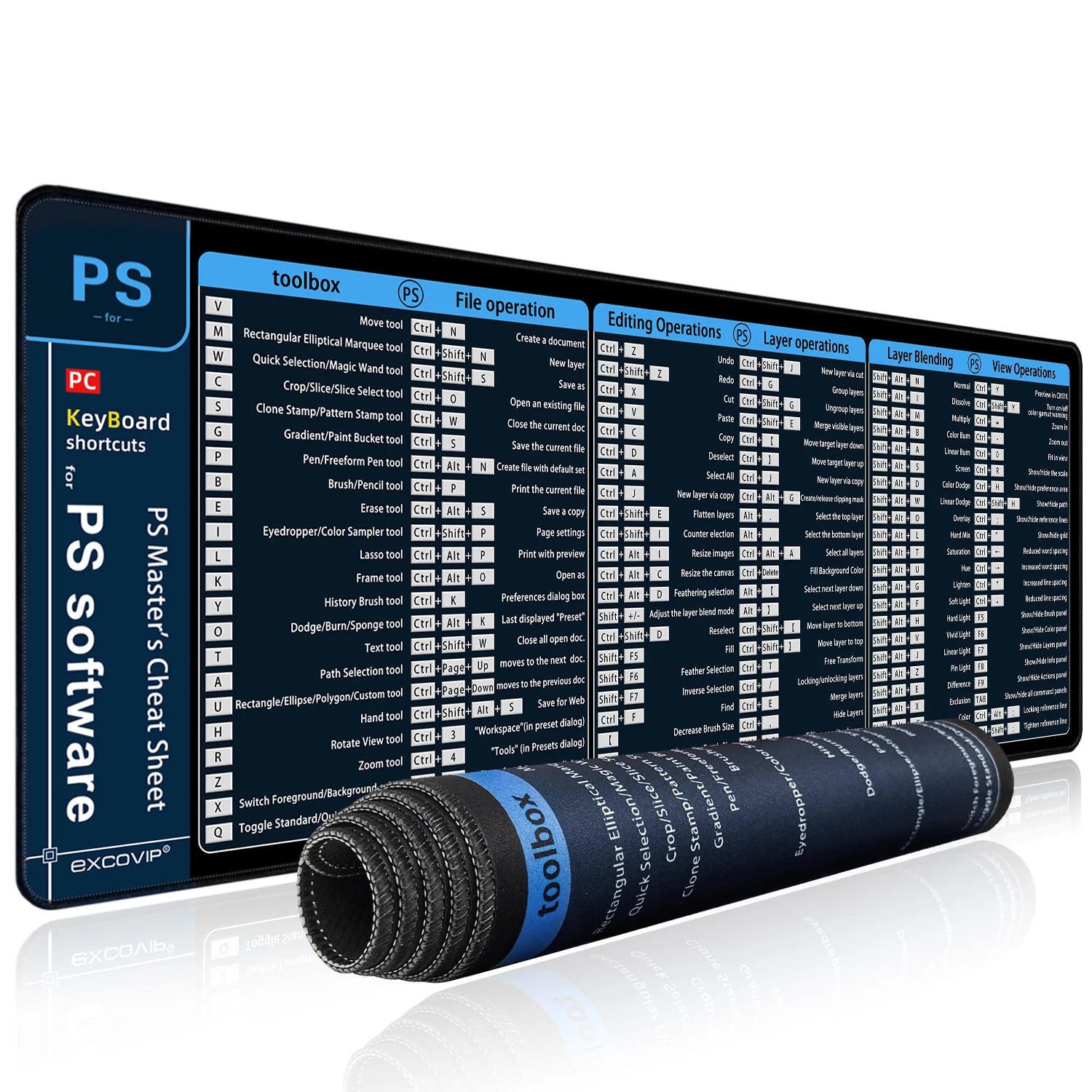 EXCO Non-Slip Adobe Shortcuts Desk Mat & Gaming Pad