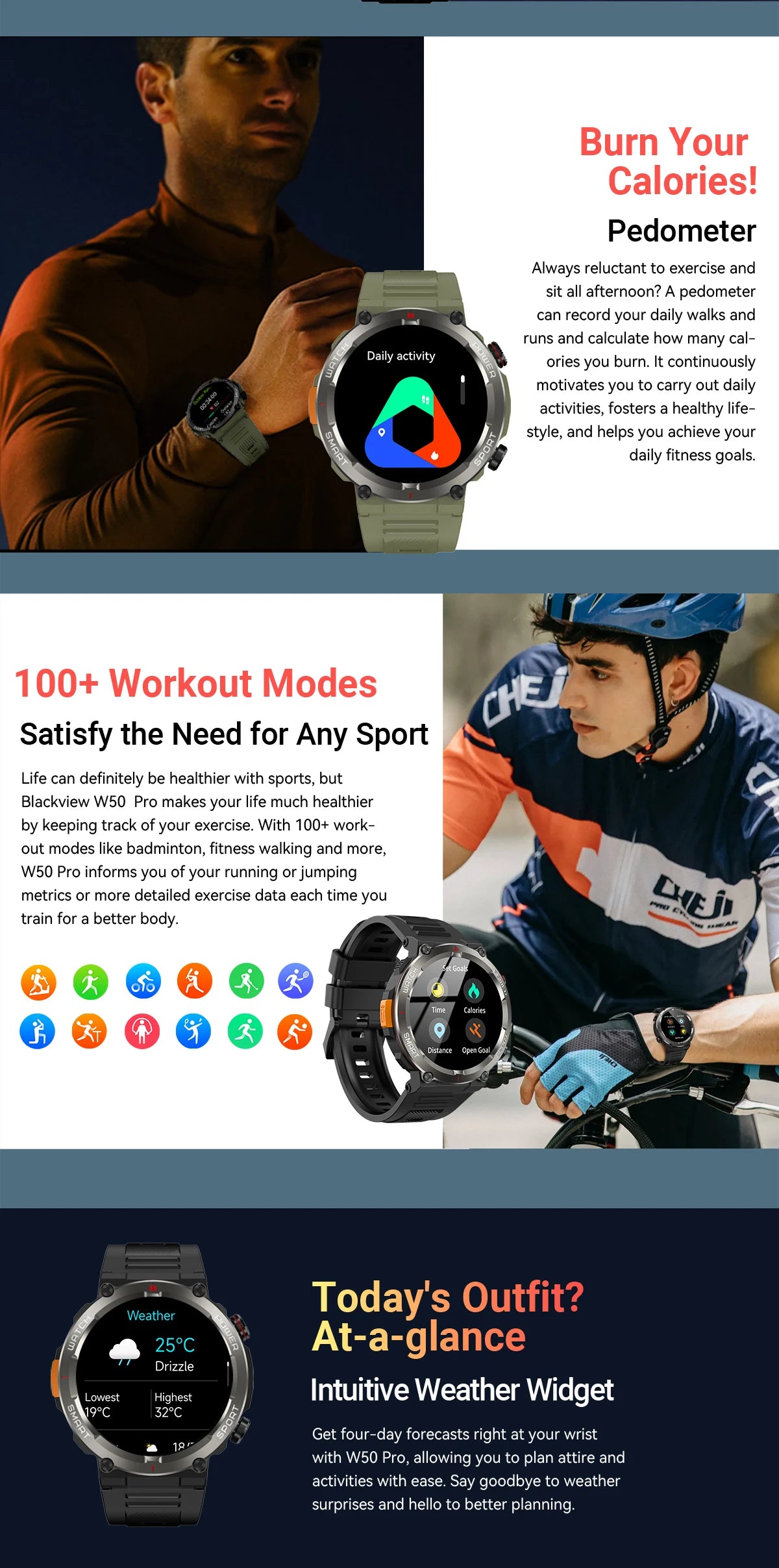 BLACKVIEW W50 Pro 1.45" Tactical Smart Watch