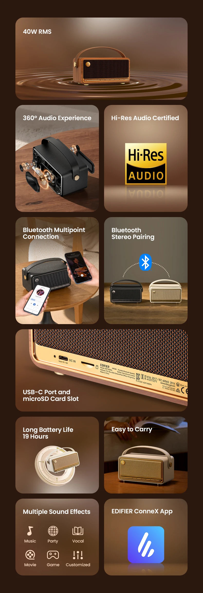 EDIFIER MP330 Tabletop Portable Bluetooth Wireless Speaker
