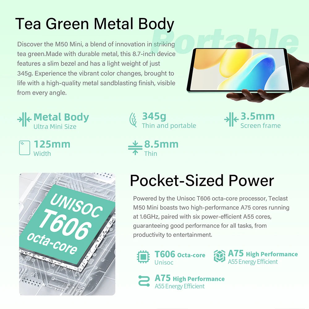 TECLAST M50 Mini 8.7" WiFi Android Tablet - 128GB, Green