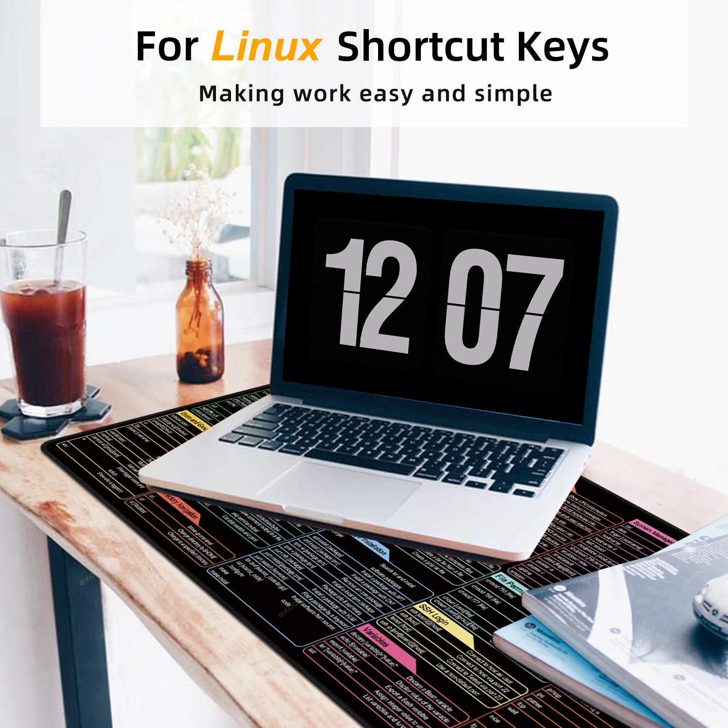EXCO Non-Slip Linux Commands Desk Mat & Gaming Pad
