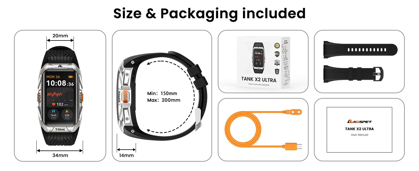 KOSPET Tank X2 Ultra 1.64" AMOLED GPS Smart Watch