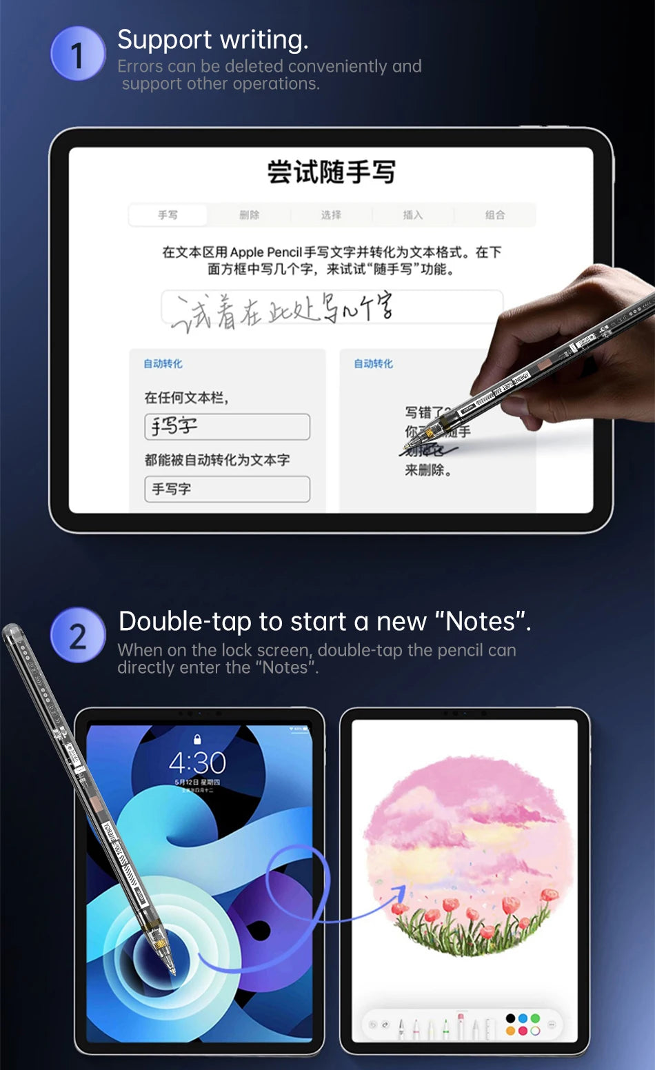 WiWU Transparent Magnetic Charging Stylus Pen for Apple iPad