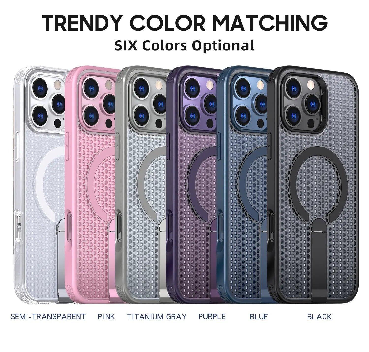 MagSafe Shockproof Cooling Case for iPhone with Stand