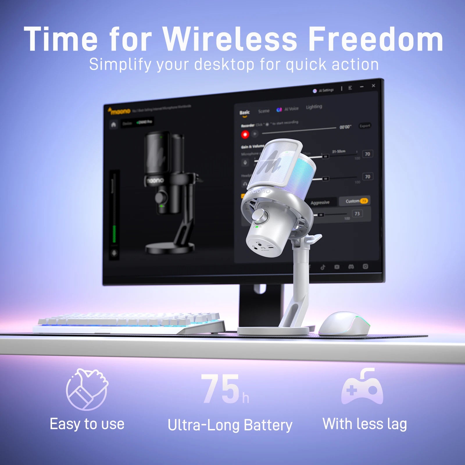 MAONO DM40 USB Streaming Microphone with AI Voice Changer
