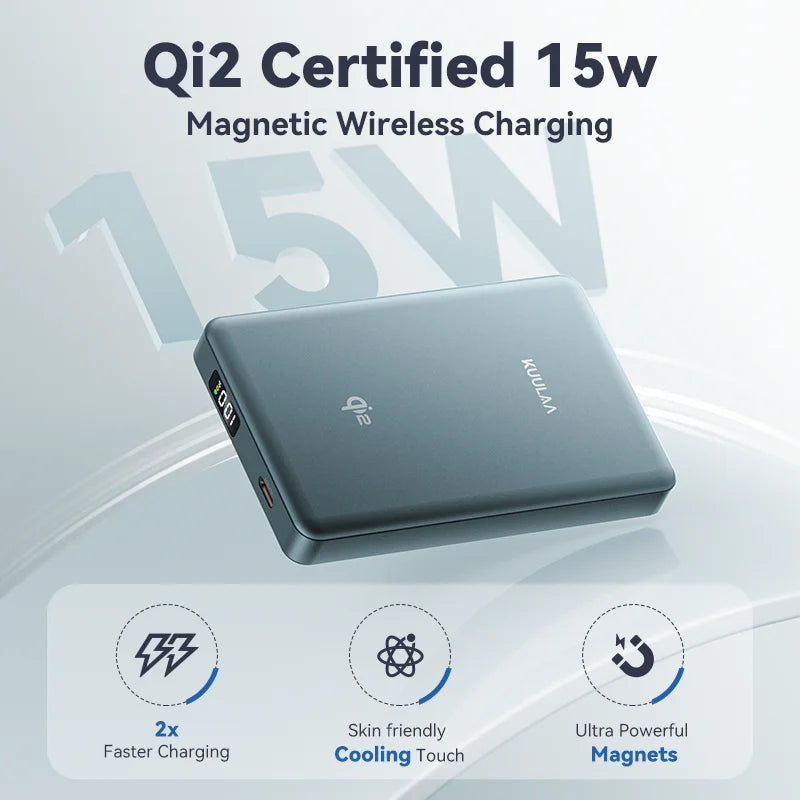 KUULAA Qi2 15W 10000mAh Magnetic Portable Charger and Power Bank