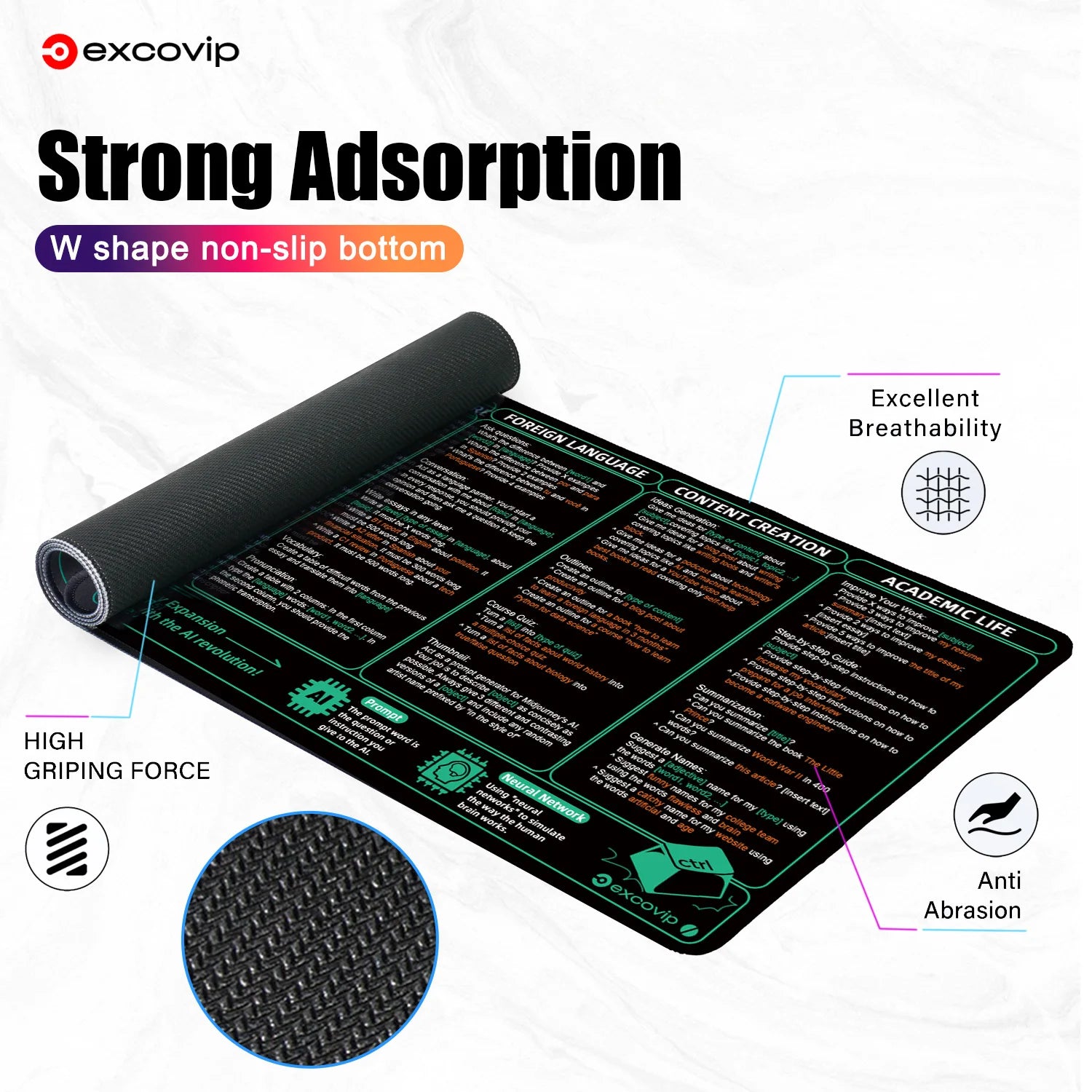 EXCO Non-Slip ChatGPT Desk Mat & Gaming Pad