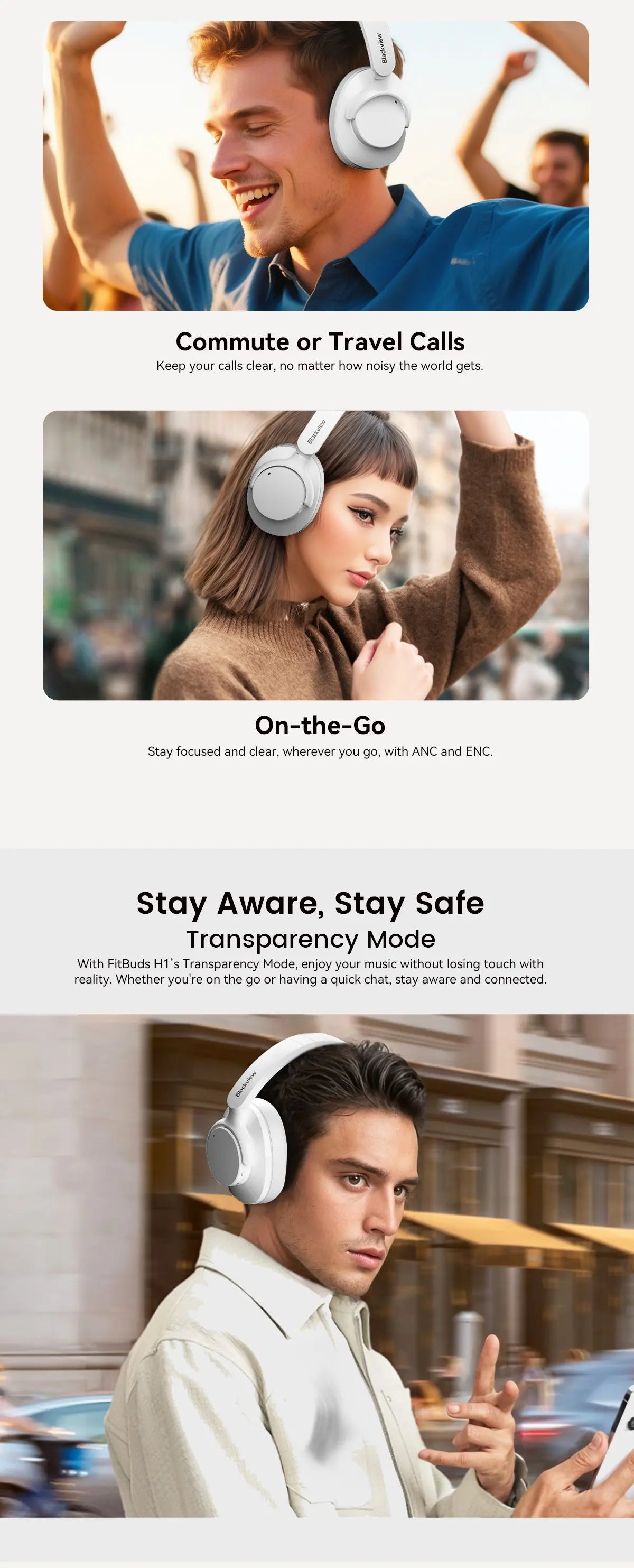 BLACKVIEW FitBuds H1 Hybrid ANC Bluetooth Wireless Headphones
