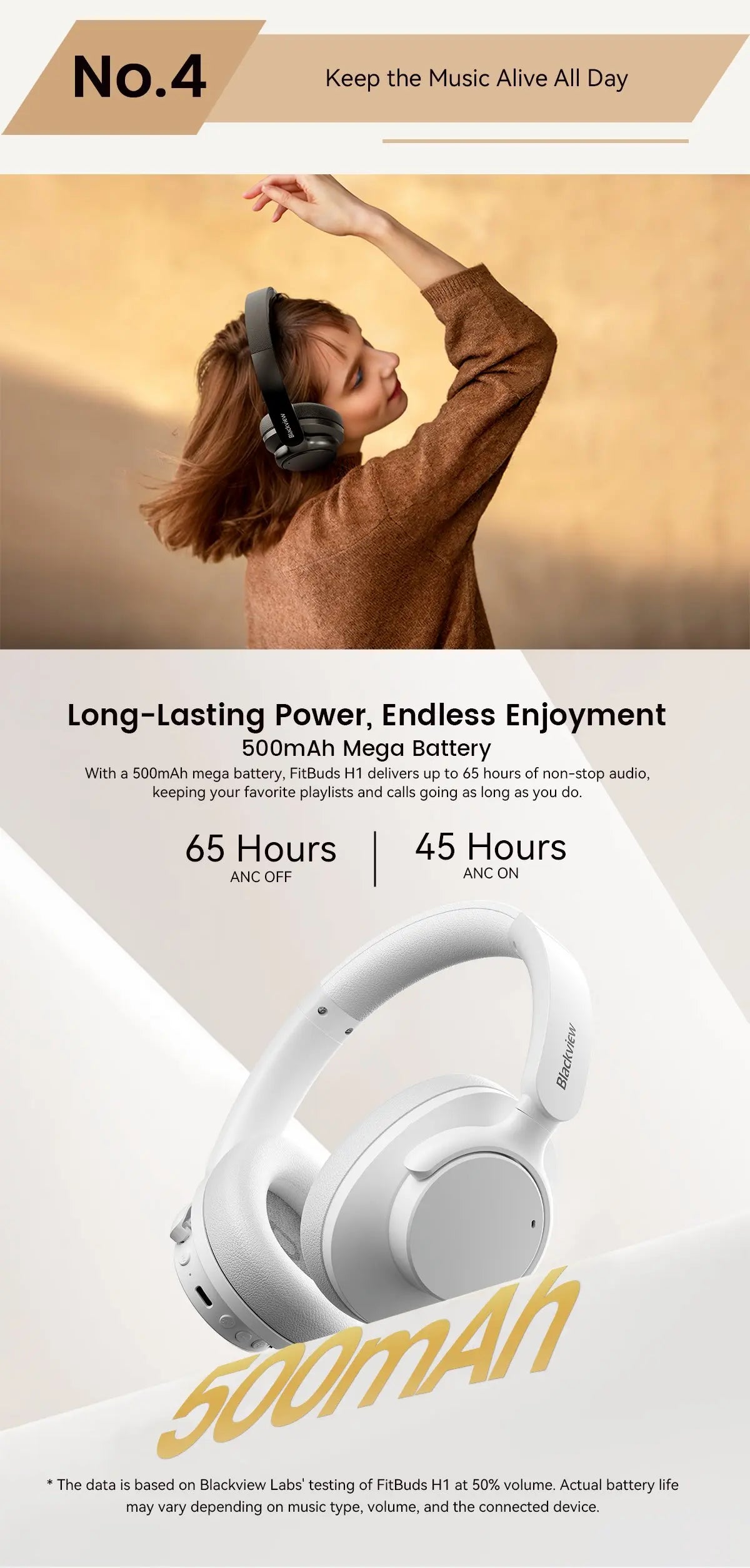 BLACKVIEW FitBuds H1 Hybrid ANC Bluetooth Wireless Headphones
