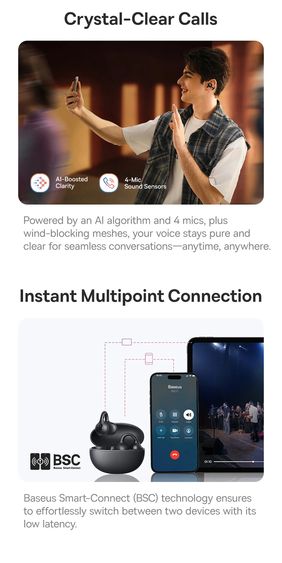 BASEUS BC1 Bluetooth Wireless Open-Ear Earphones