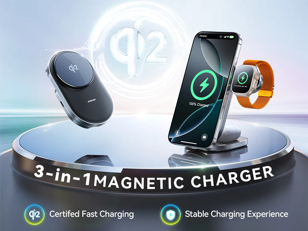JOYROOM W17 Qi2 3in1 Magnetic Wireless Charger joyroom-w17-qi2-3in1-magnetic-wireless-charger