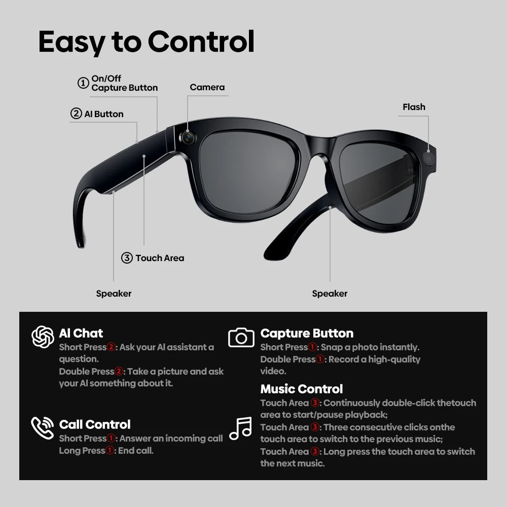 ZEBLAZE Smart Glasses with AI Assistant