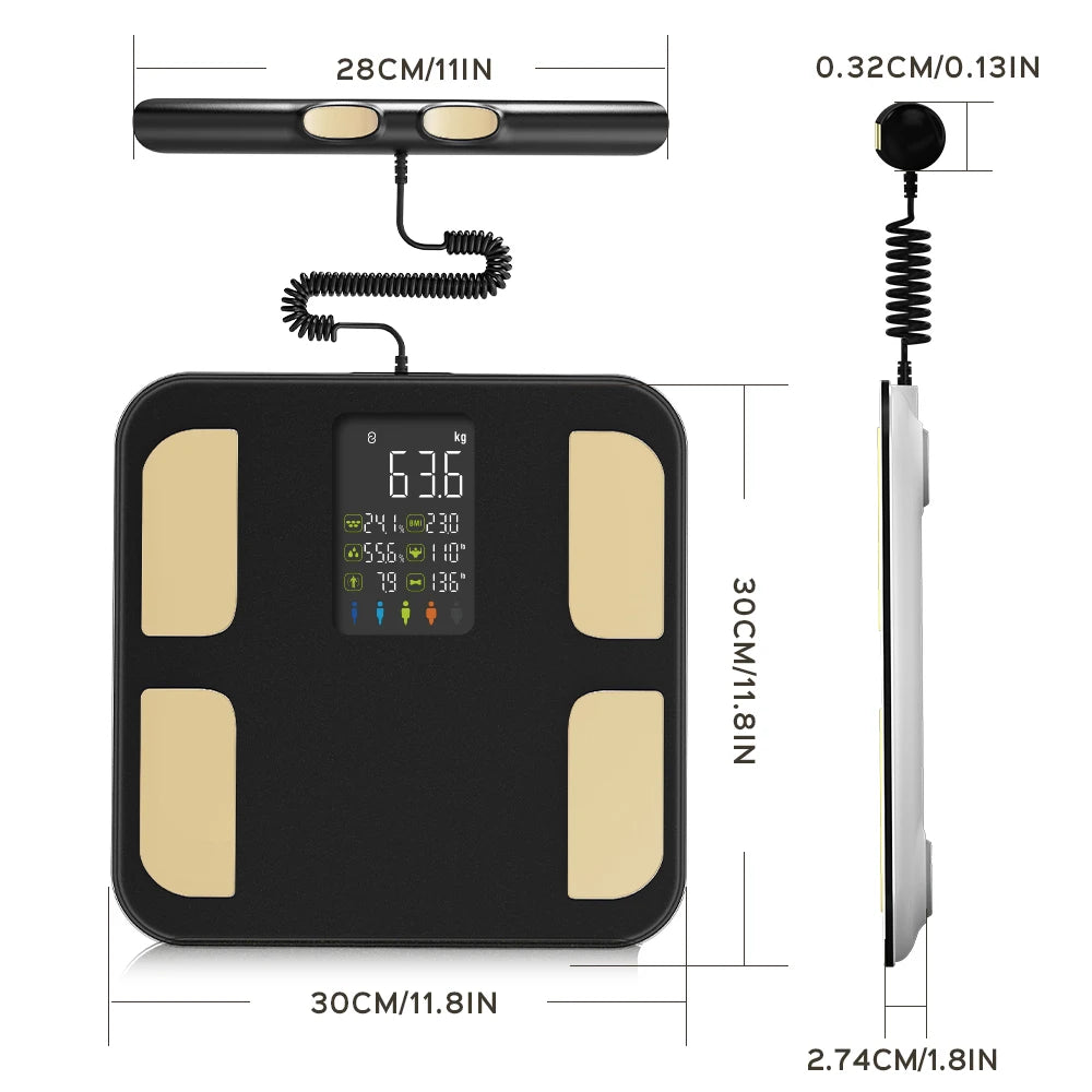 FITDAYS Bluetooth Smart Body Fat Scales - Black