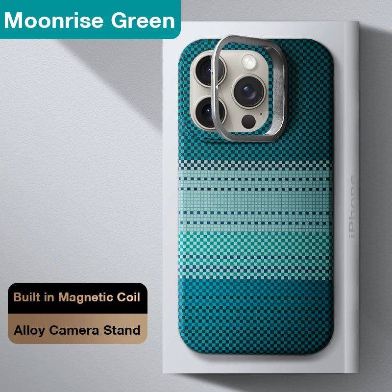 Carbon Fibre Textured MagSafe Case for iPhone with Stand