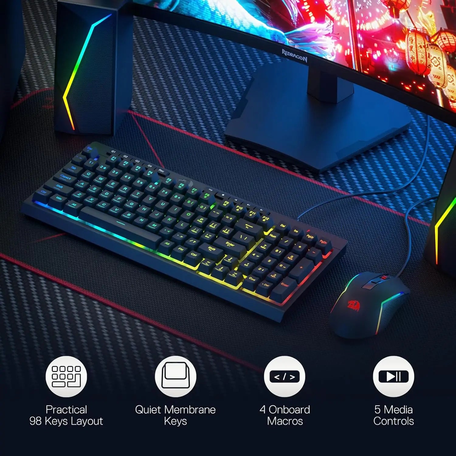 REDRAGON S141 RGB Wired Gaming Keyboard and Mouse