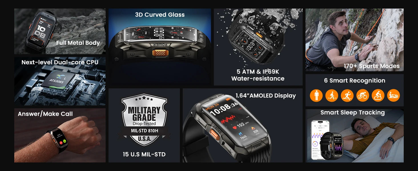 KOSPET Tank X2 1.64" AMOLED GPS Smart Watch