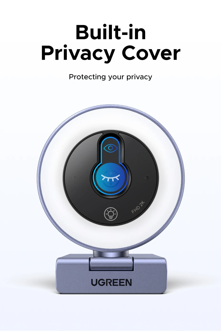 UGREEN 2K Ultra HD Streaming Webcam with Built-In Light