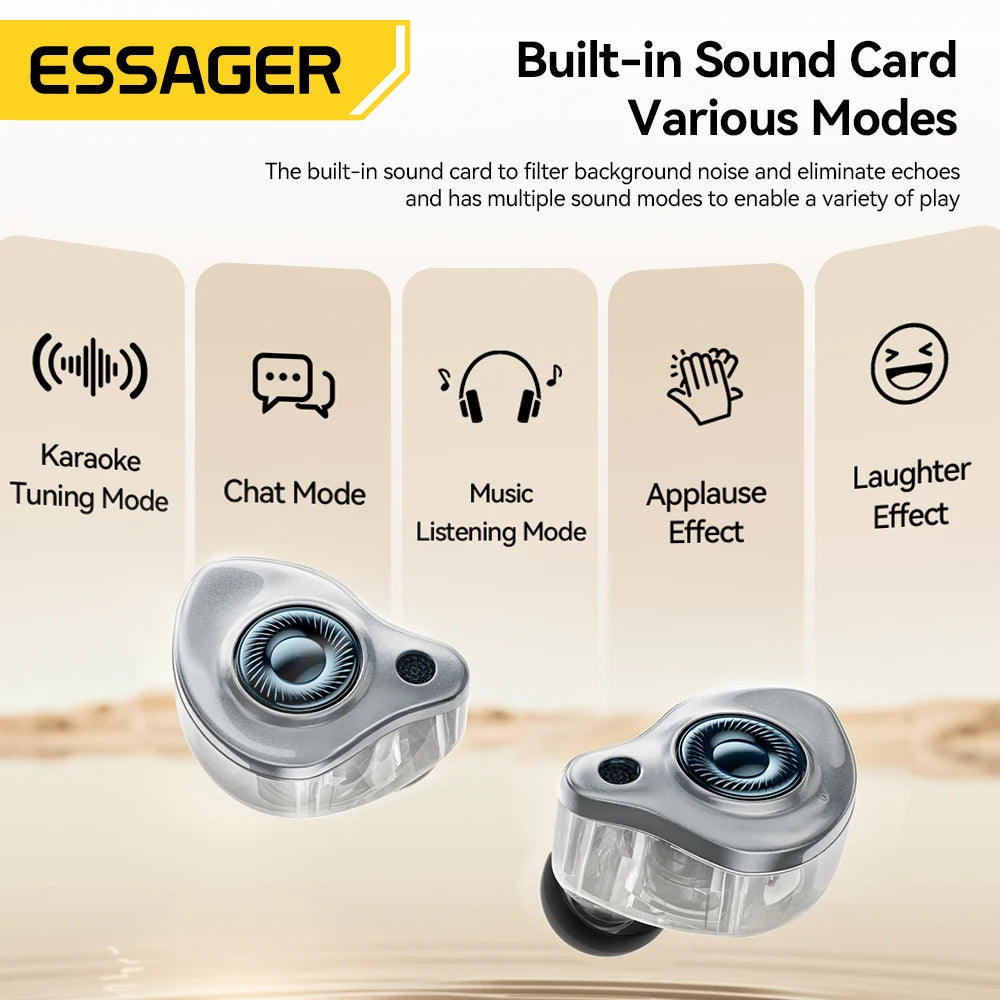 ESSAGER SK1 Karaoke Wired Earphones with Built-in Sound Card
