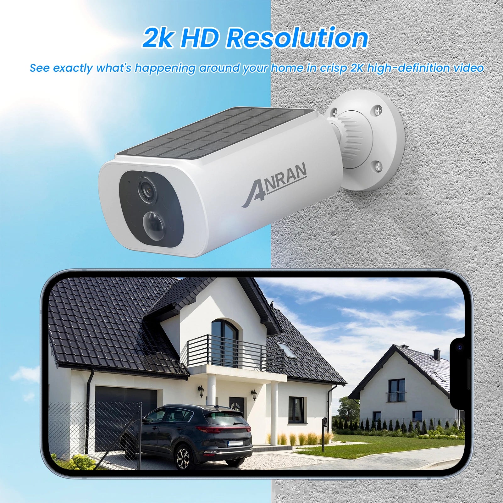 ANRAN 3MP Solar Powered Smart Home Security Camera Kit