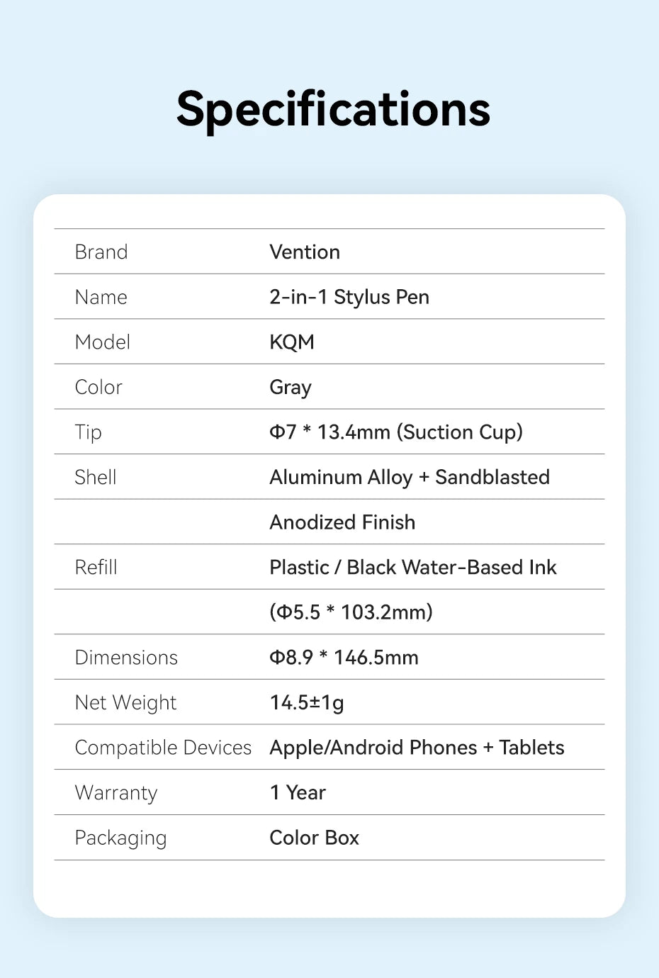 VENTION 2in1 Stylus Pen for Apple iPad