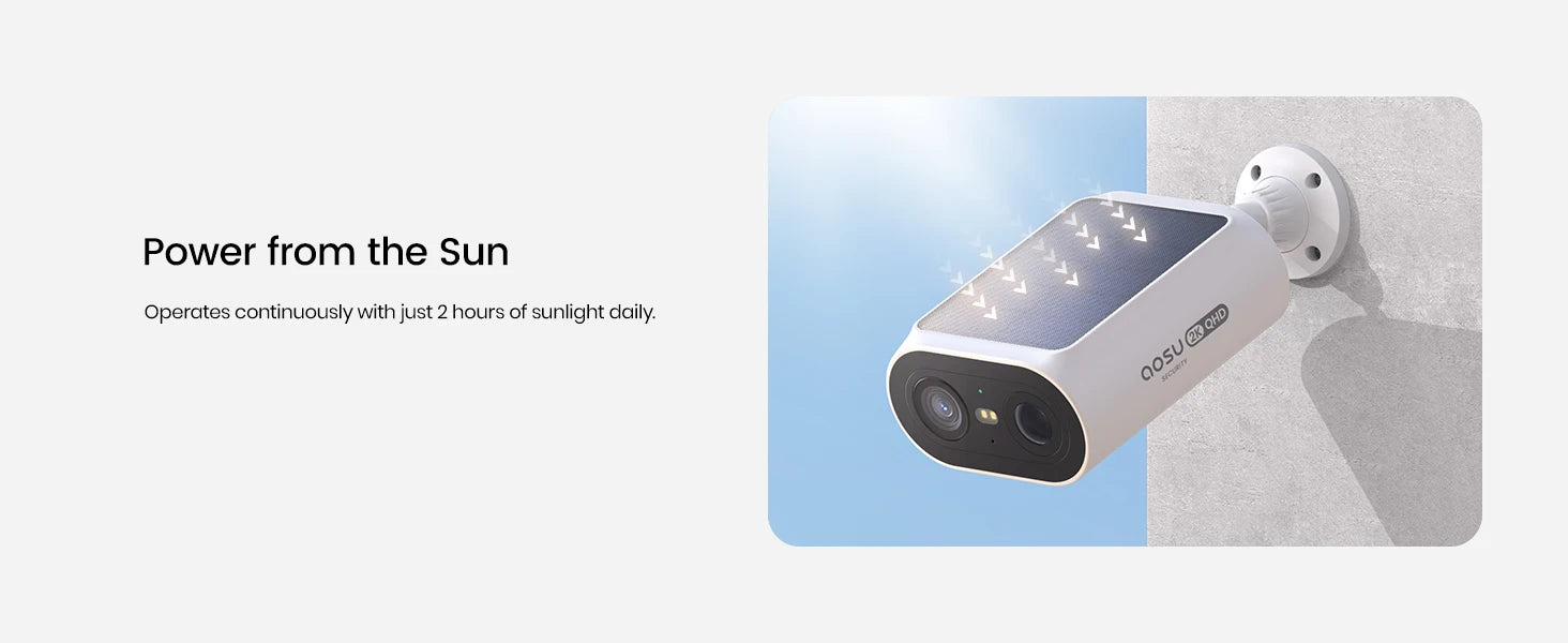 AOSU 3MP Solar Powered Wireless Home Security Camera Kit - 2pk