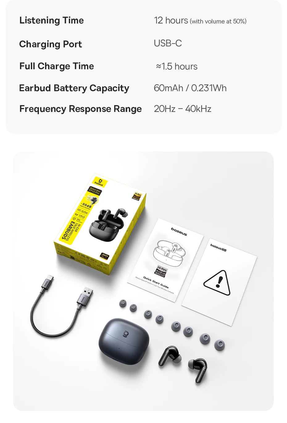 BASEUS Bass EP10 Pro ANC Bluetooth Wireless Earphones
